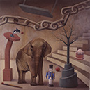 FATIGADOS Y D�CILES oleo sobre tabla 190 x 190 cms