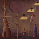 ÁRBOLES ACOSADOS oleo sobre tabla 190 x 190 cms